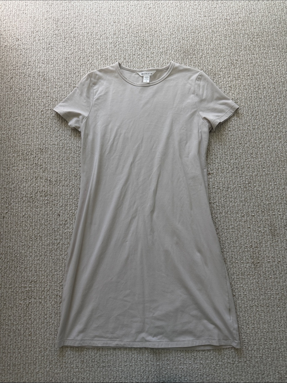Athleta Short Sleeve Crewneck Mini Dress — Light Beige